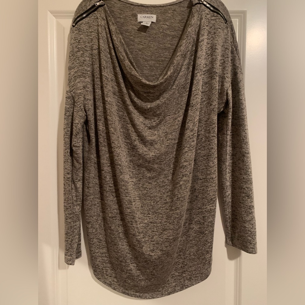 Carmen Marc Valvo Tunic Top Zippered Shoulders Size XL